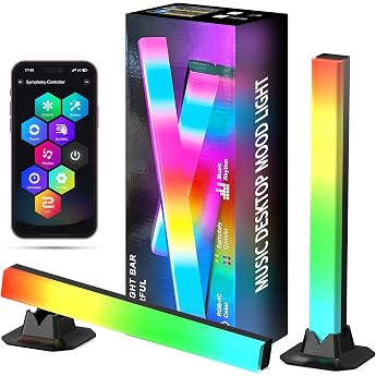 LED RGB Light Bar [Pack of 2] Gaming Lamp TV Backlight USB Powered Ambient Light Bars 32 cm Sync with Music App Control Ambient Lamp with Remote Control for Gaming PC TV Room Decoration [Energy Class B]
