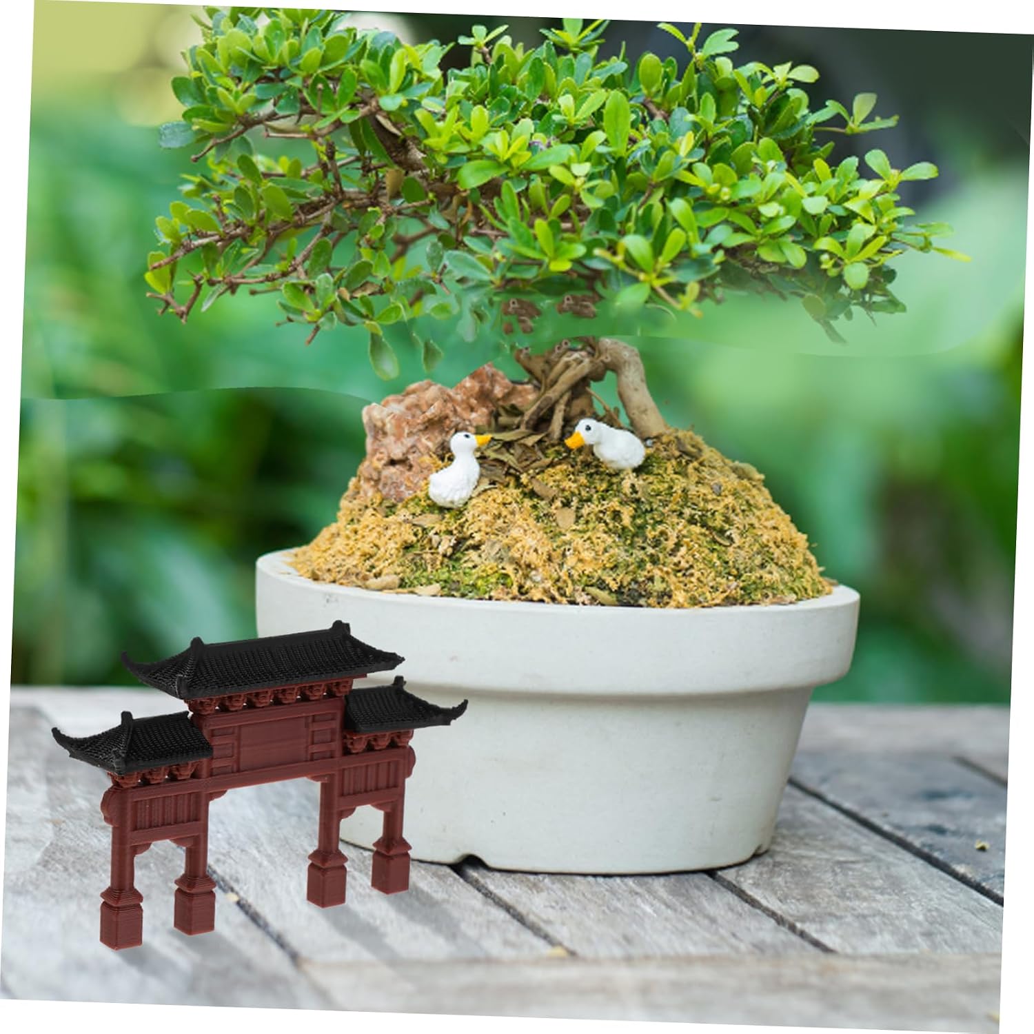 SOLUSTRE Ancient Building Model Decorative Gate Miniature Gate Statue for Home Decoration