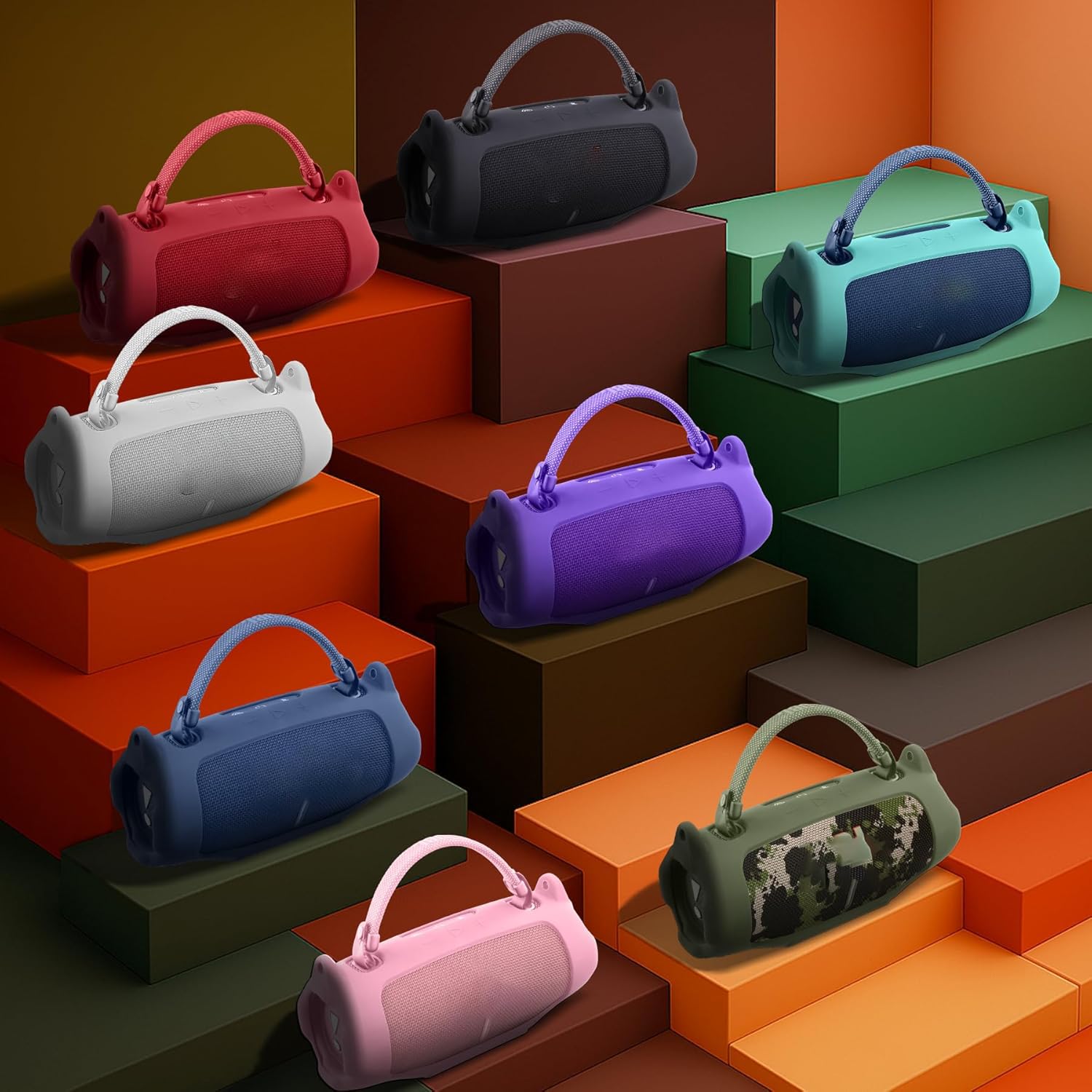 khanka for JBL Charge 6 Waterproof Portable Bluetooth Speaker Silicone Case,Soft Protective Sleeve Cover with Shoulder Strap for JBL Charge 6 Speaker (Military Green) - Image 6