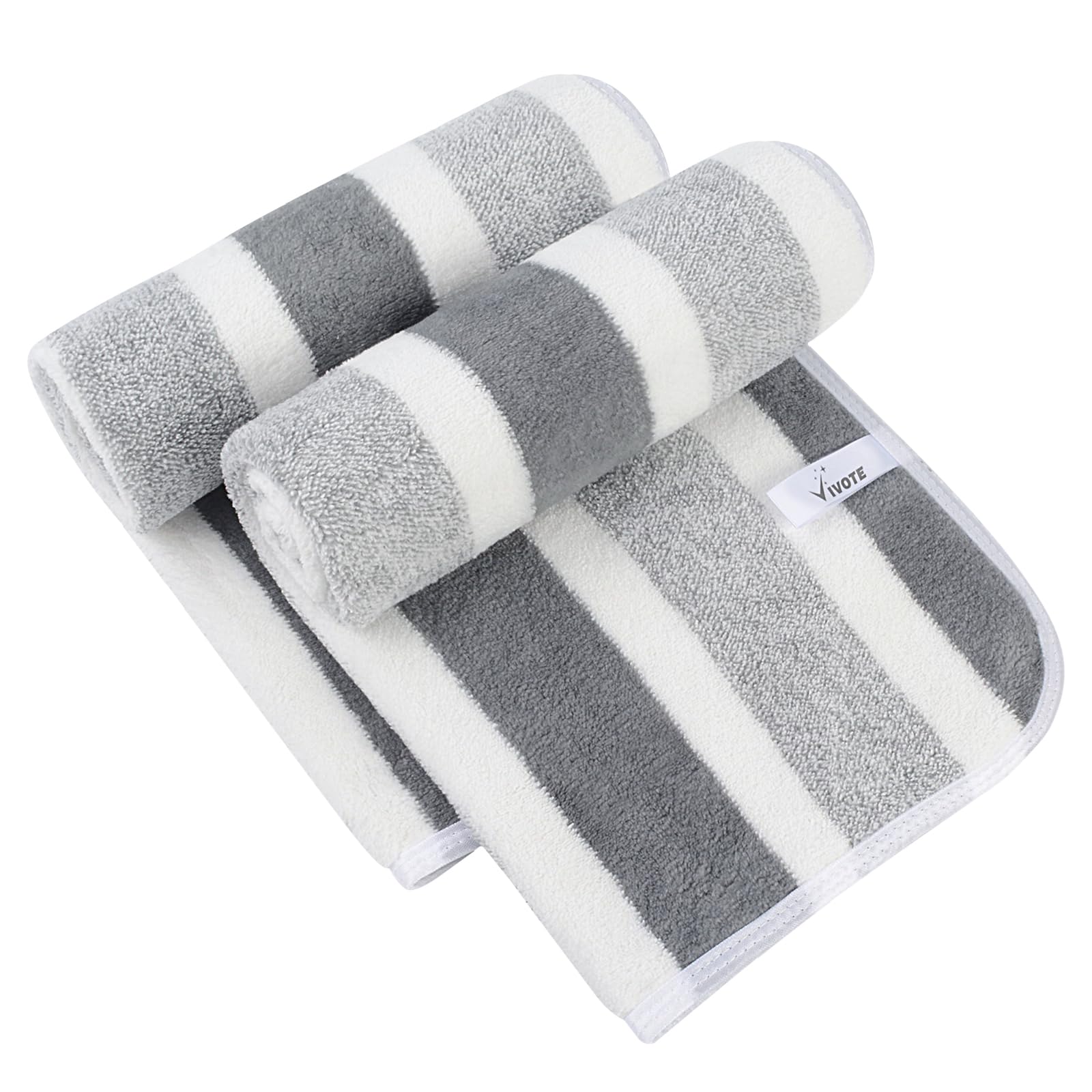 VIVOTE Bathroom Hand Towels Microfibre Hand Towel with Hanging Loop Grey