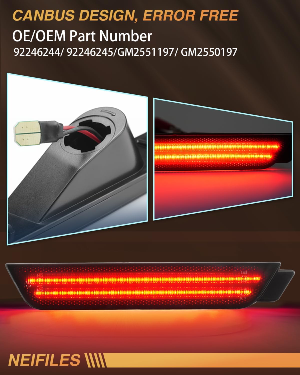 LED Side Marker Light Compatible with Chevy Camaro 2010-2015 Front Rear Fender Bumper Lamps Smonked Lens 4 Pack