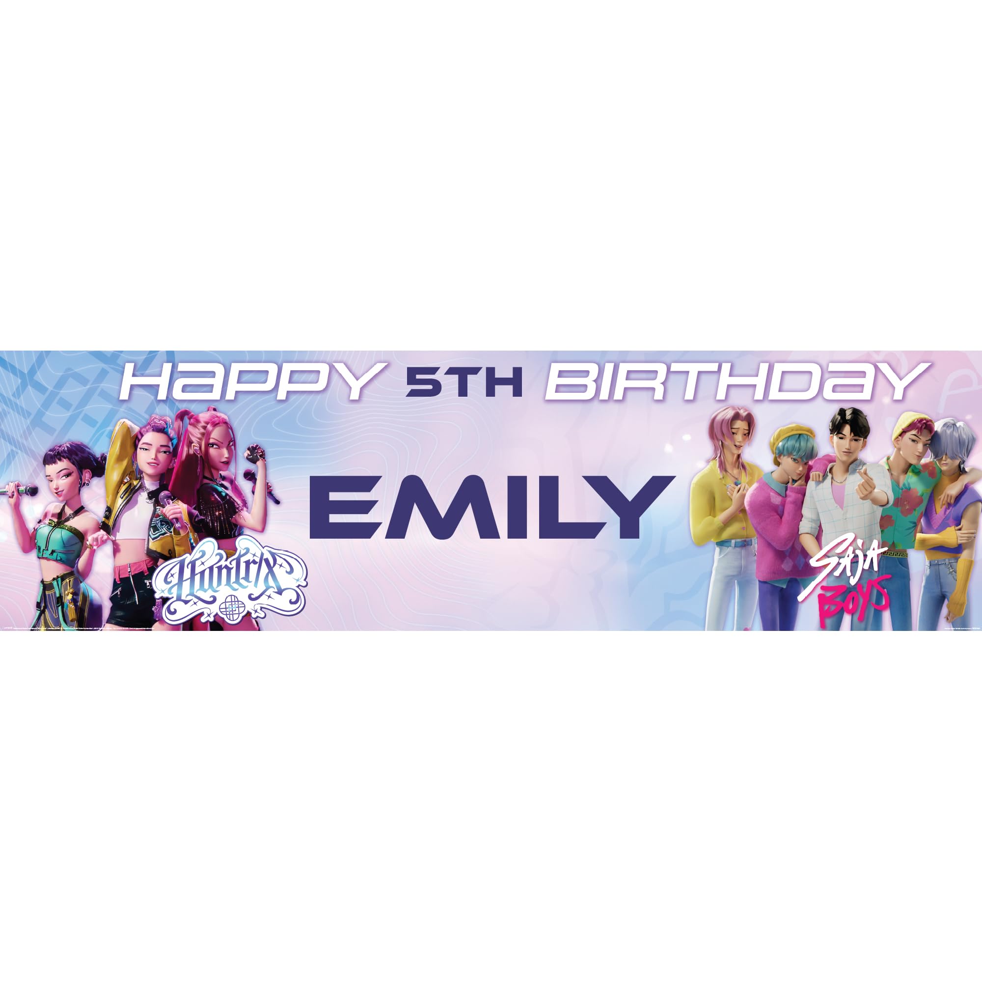 Kpop Demon Hunters Personalised Birthday Banner for Kids – Custom Name and age Party Decoration, Large 4.5ft x 1.3ft (140cm x 40cm), Theme Party Backdrop for Boys and Girls
