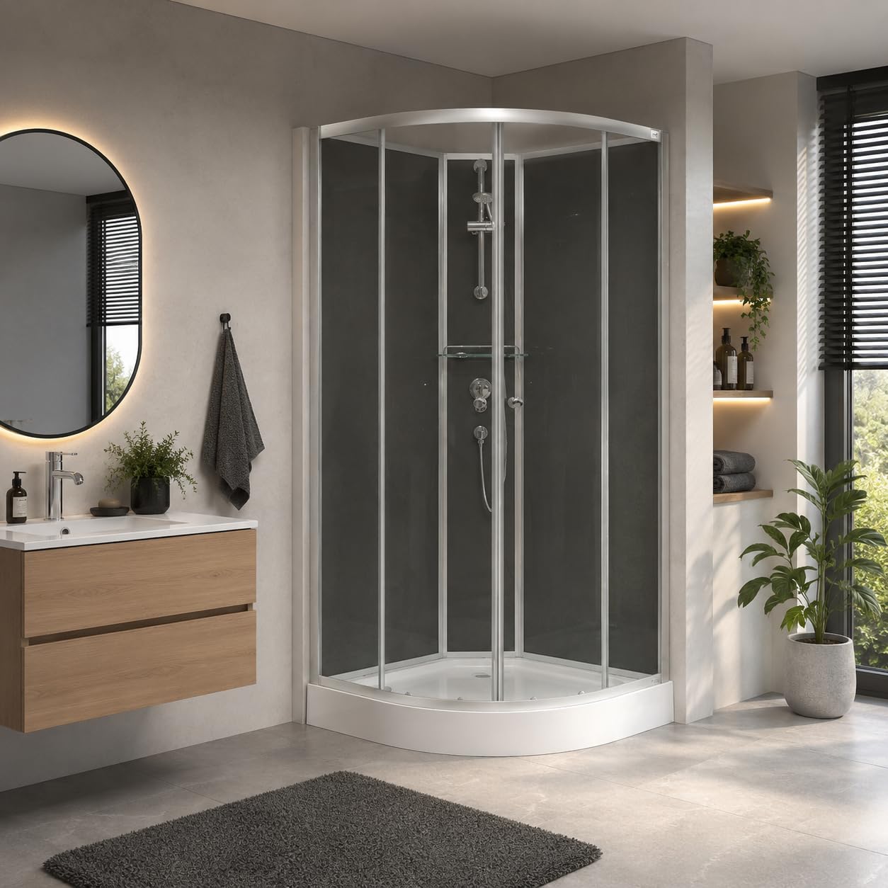 Schulte Komplettdusche Verona 90x90 cm Runddusche Viertelkreis