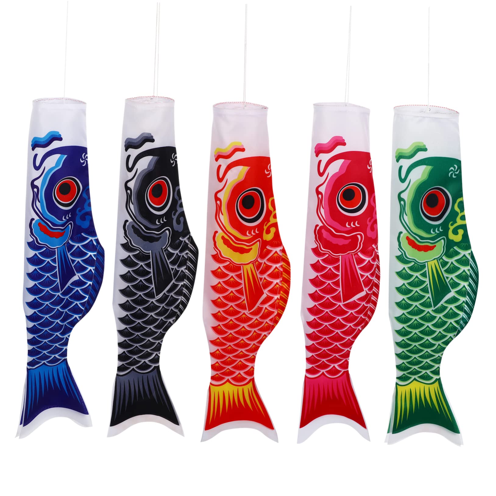 Drapeaux de poissons japonais élégants en satin pour une décoration extérieure raffinée