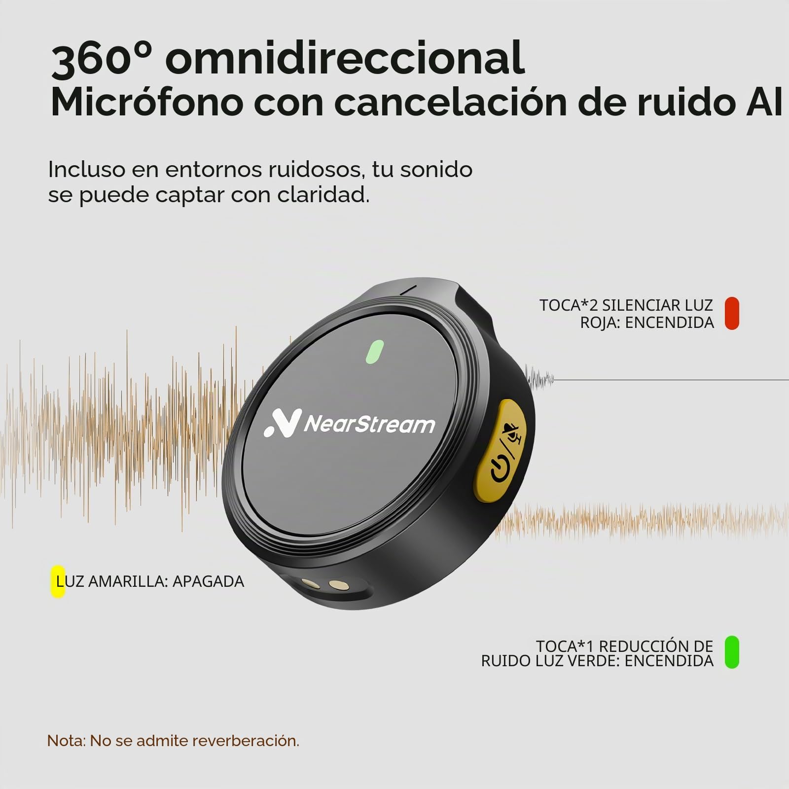 NearStream AWM25T Micrófonos Inalámbricos de Solapa para iPhone/Android/PC, Micrófono Portátil con Cancelación Inteligente de Ruido, para Streaming, Grabación de Videos y Vlog
