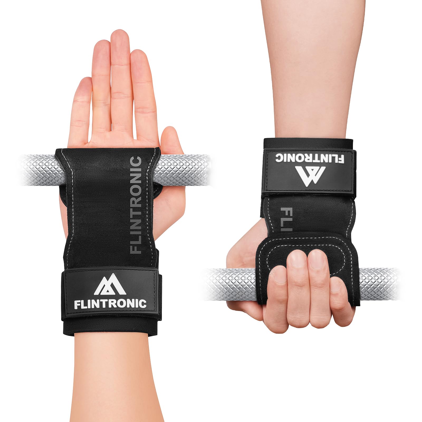Flintronic Weight Lifting Wrist Strap, Leather Weightlifting Grip Strap, Enhanced Grip and Protect Hand & Wrist, Anti-Slip Wrist Straps for Weightlifting for Deadlift, Dumbbell, Pull Ups