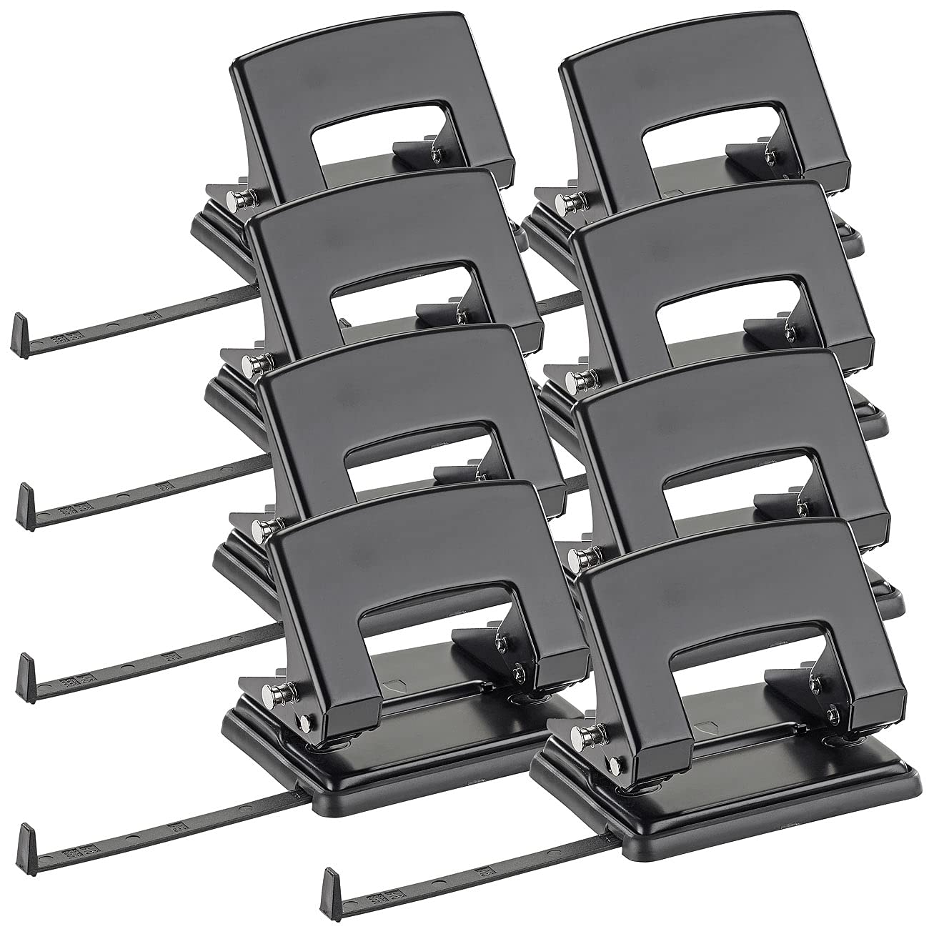perforatore: set da 8 2-fori perforatore da ufficio, per ogni 30 fogli, guida di supporto per DIN A6 / A5 / A4 (registri)
