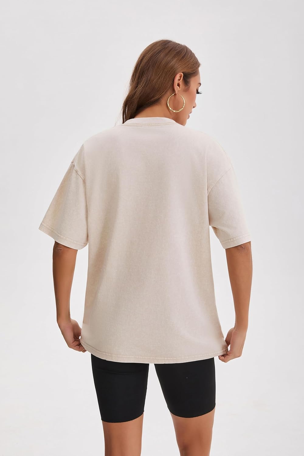 100% Cotton Washed Vintage Oversized T-Shirt for Women,Baggy Boyfriend Tee Workout Short Sleeve Tops - Image 3