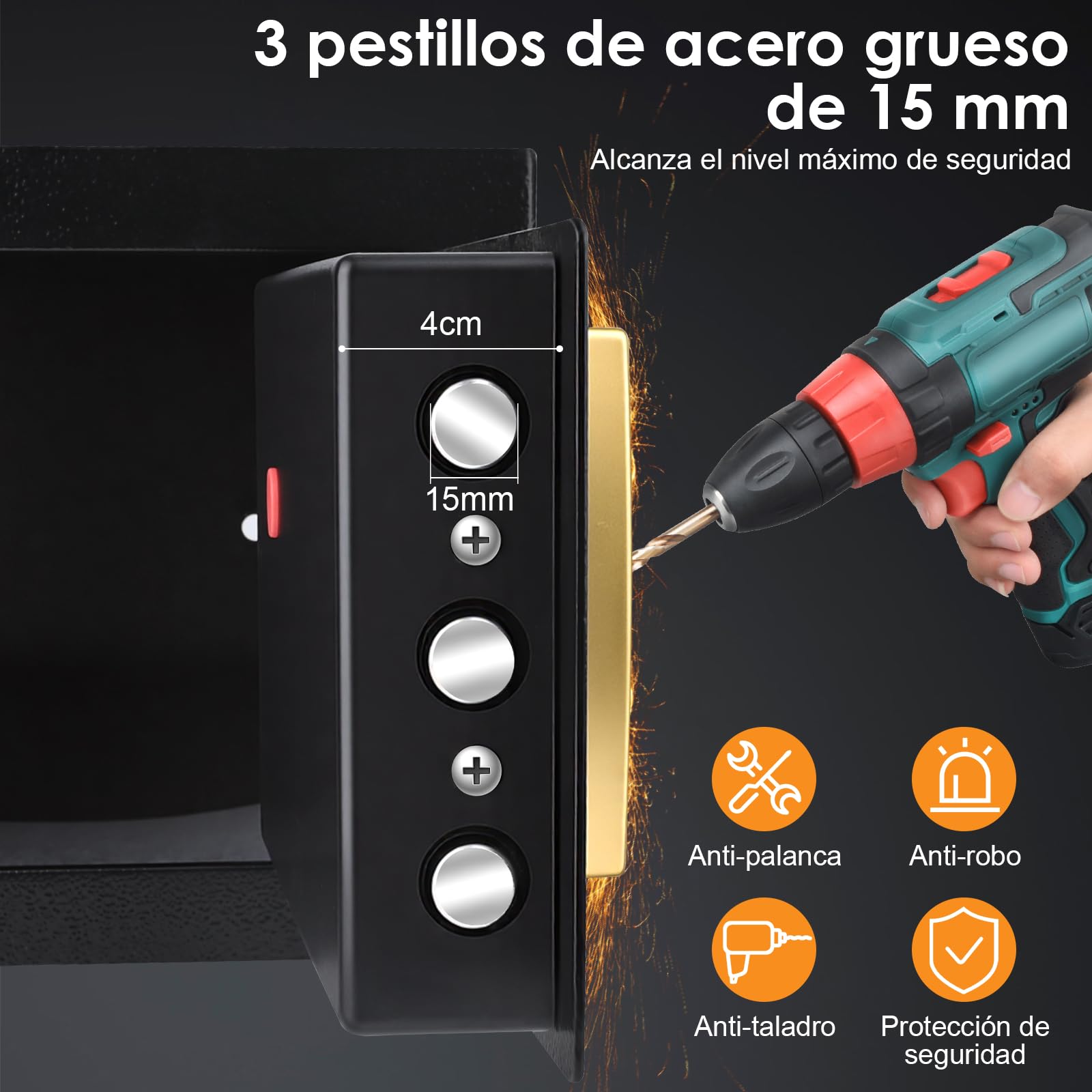 Caja Fuerte Pequeña,Cofre Electrónica con Cerradura Digital,Caja Fuerte Empotrable,caja fuerte con llave,31x20x20cm,Para Seguridad en el Hogar, Almacenaje