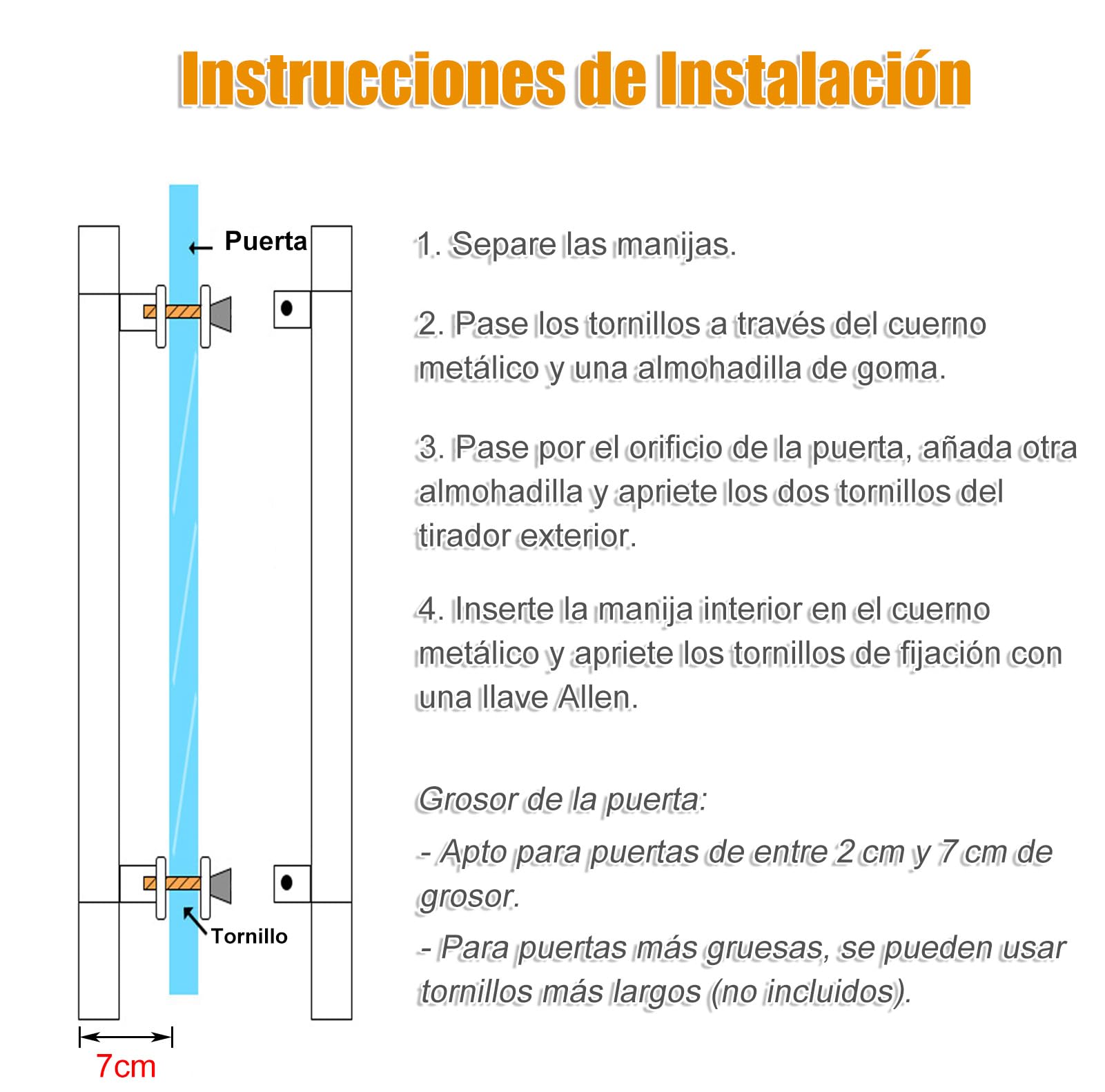 Tirador de Puerta en Negro Mate para Puerta de Granero 30/60/90/120/150 cm, Tiradores Puertas Correderas y Tiro de Doble Cara, Tirador Largo para Puertas Francesas Puertas Exteriores