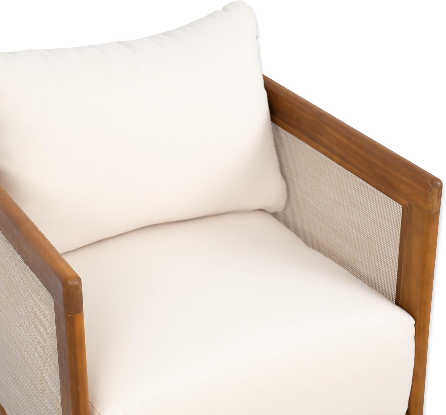 Christopher Knight Home Paola Set of 2 Acacia Wood Lounge Chair Outdoor with Cushion, Wooden Comfy Patio Chair, Deep Seating Accent Chair for Patio Furniture Set, Teak+Beige