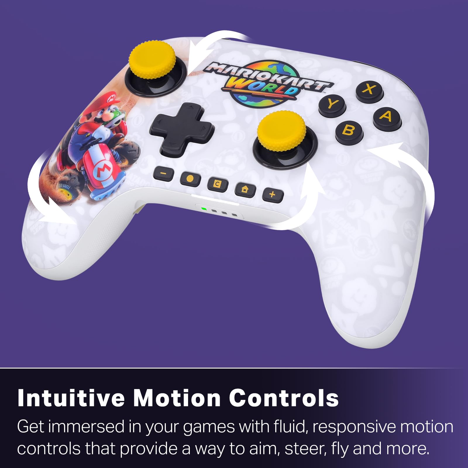 PowerA Controller senza fili Advantage per Nintendo Switch 2 - Mario Kart World Con licenza ufficiale, effetto Hall, pulsanti mappabili, controller pro, Pulsante C, comandi di movimento
