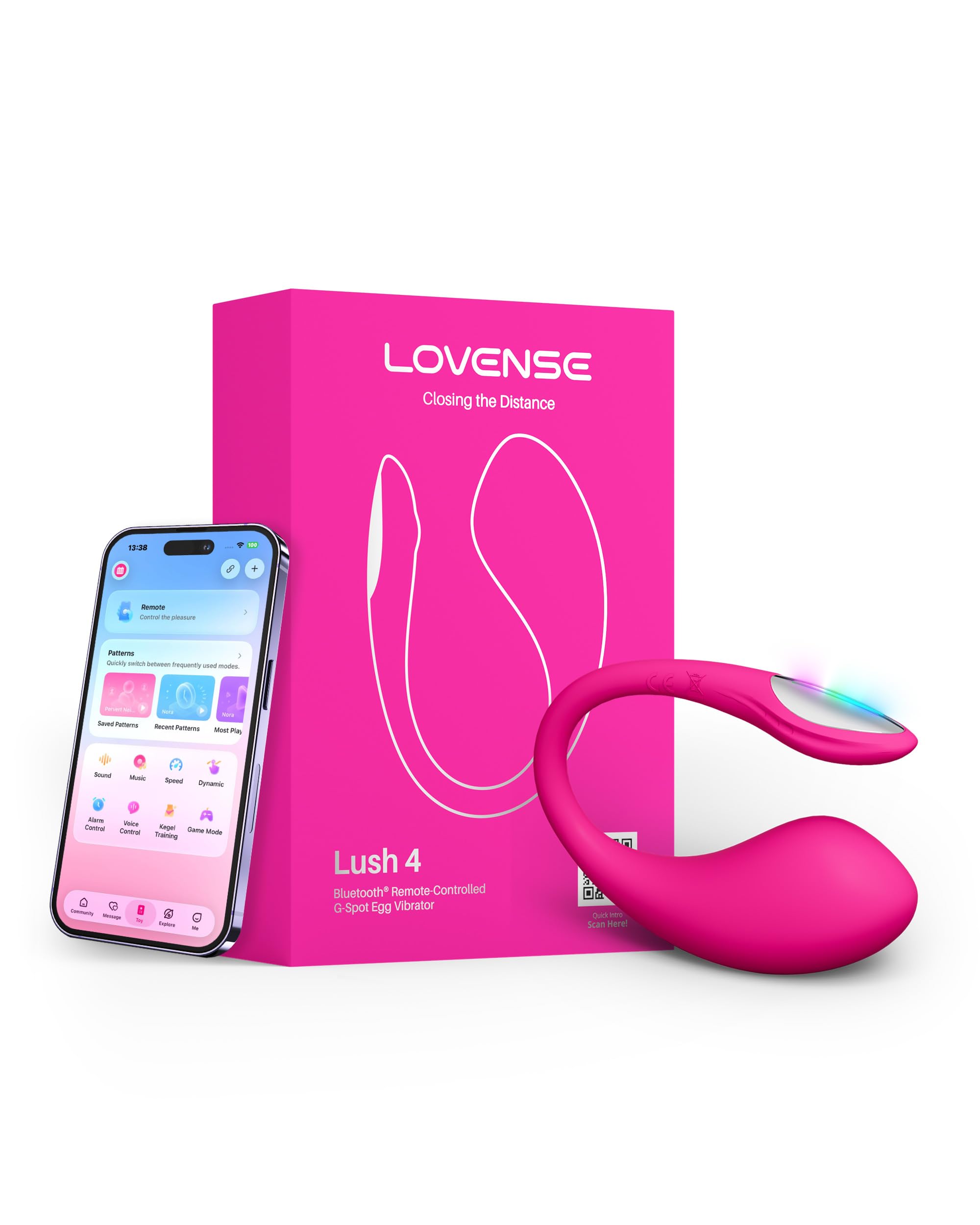 LOVENSE Lush 4 Vibradorador Mujer con App, Estimulador de Punto G Femenino | Vibrador con Mando a Distancia, Juguetes Eróticos para Mujer Sexuales con LED, Silicona IPX7