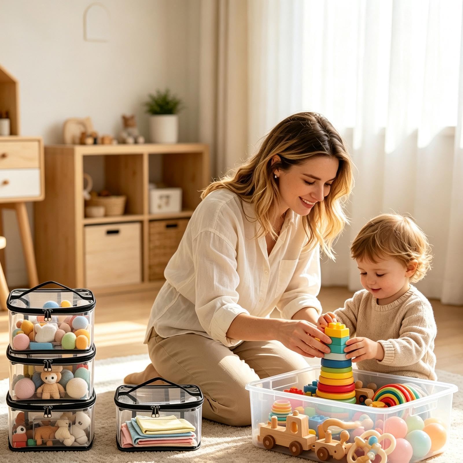 Almacenamiento de juguetes 6 piezas bloques de construcción transparentes con etiqueta y | Almacenamiento de juguetes a prueba de polvo para el hogar apartamento dormitorio aula escuela