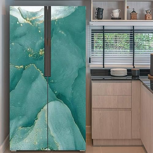 Miniatura 2 de Juego de envoltorios de vinilo autoadhesivos para refrigerador, tiras de hielo de malaquita, agua, alcohol, tinta, mural de puerta, adhesivo