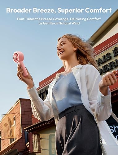 Miniatura 5 de Aecooly Ventilador turbo portátil de mano 24 horas de tiempo de enfriamiento máximo, 5 velocidades USB recargable mini personal funciona con pilas,