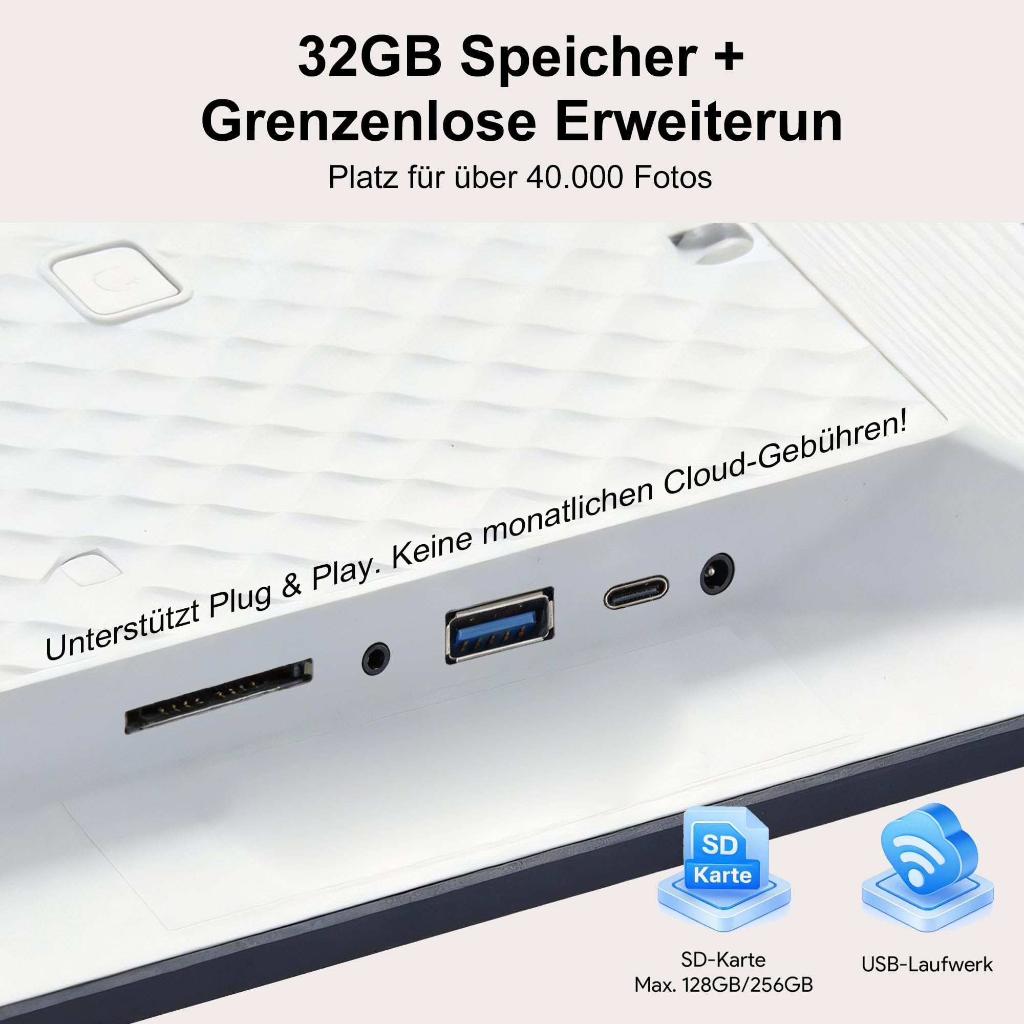 Frameo Digitaler Bilderrahmen 15,6 Zoll Full-HD - WLAN Touchscreen mit App-Steuerung, Videos mit Ton, 32GB Speicher, Geschenk für Mama, Eltern und Großeltern