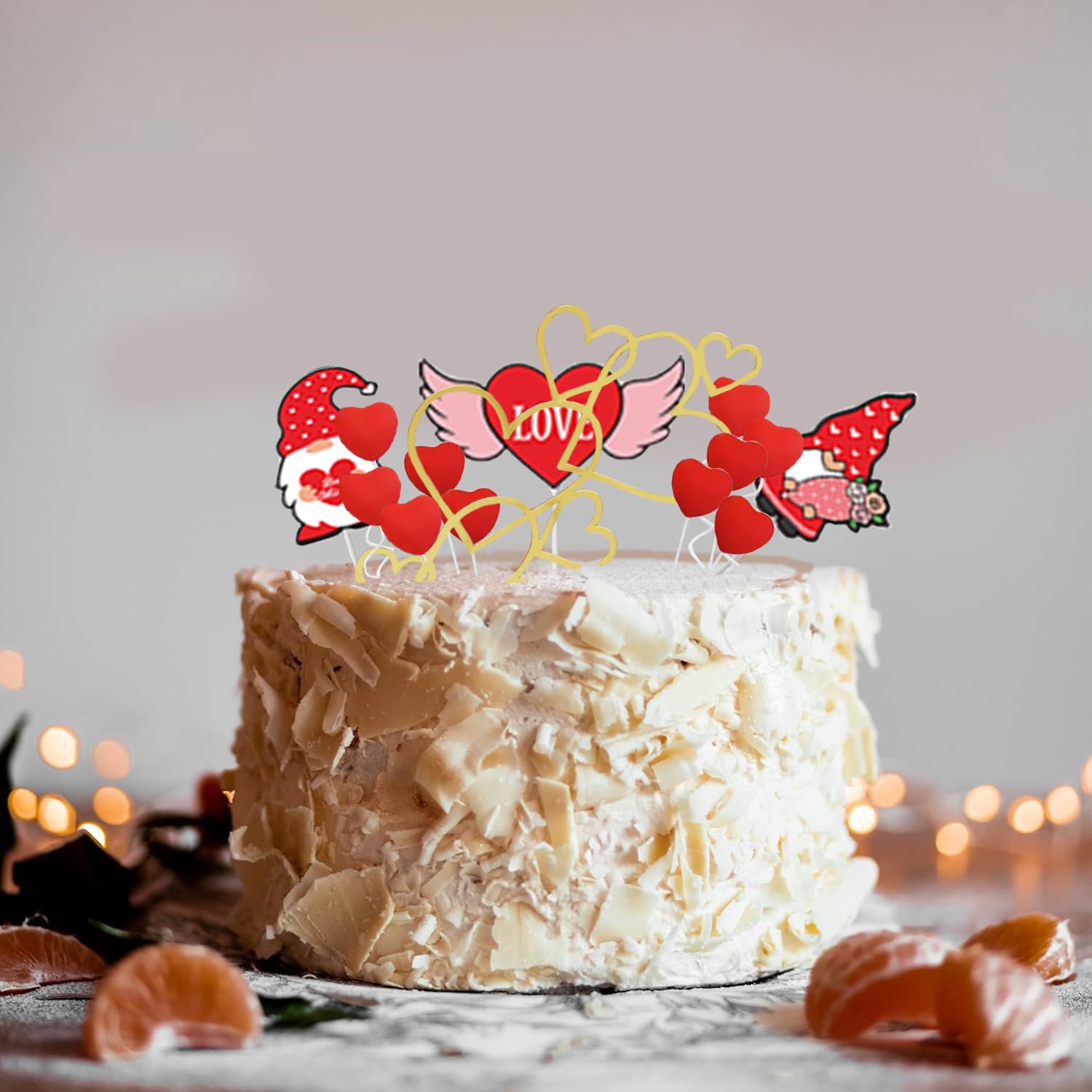 Set 5 Topper Per Torta A Forma Di Cuore - Decorazioni Acriliche Per Matrimoni, Anniversari E Feste