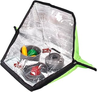 Horno Solar Plegable Portátil - Mini Estufa de Camping Calentamiento Solar | Batería de Cocina Exterior Antiarañazos Papel Aluminio | Cocina Ligera Para Recalentar, Camping, Senderismo y RV