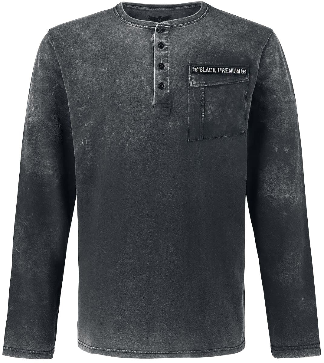 Black Premium by EMP Herren graues Vintage Langarmshirt - Brusttasche mit Patte und Patch