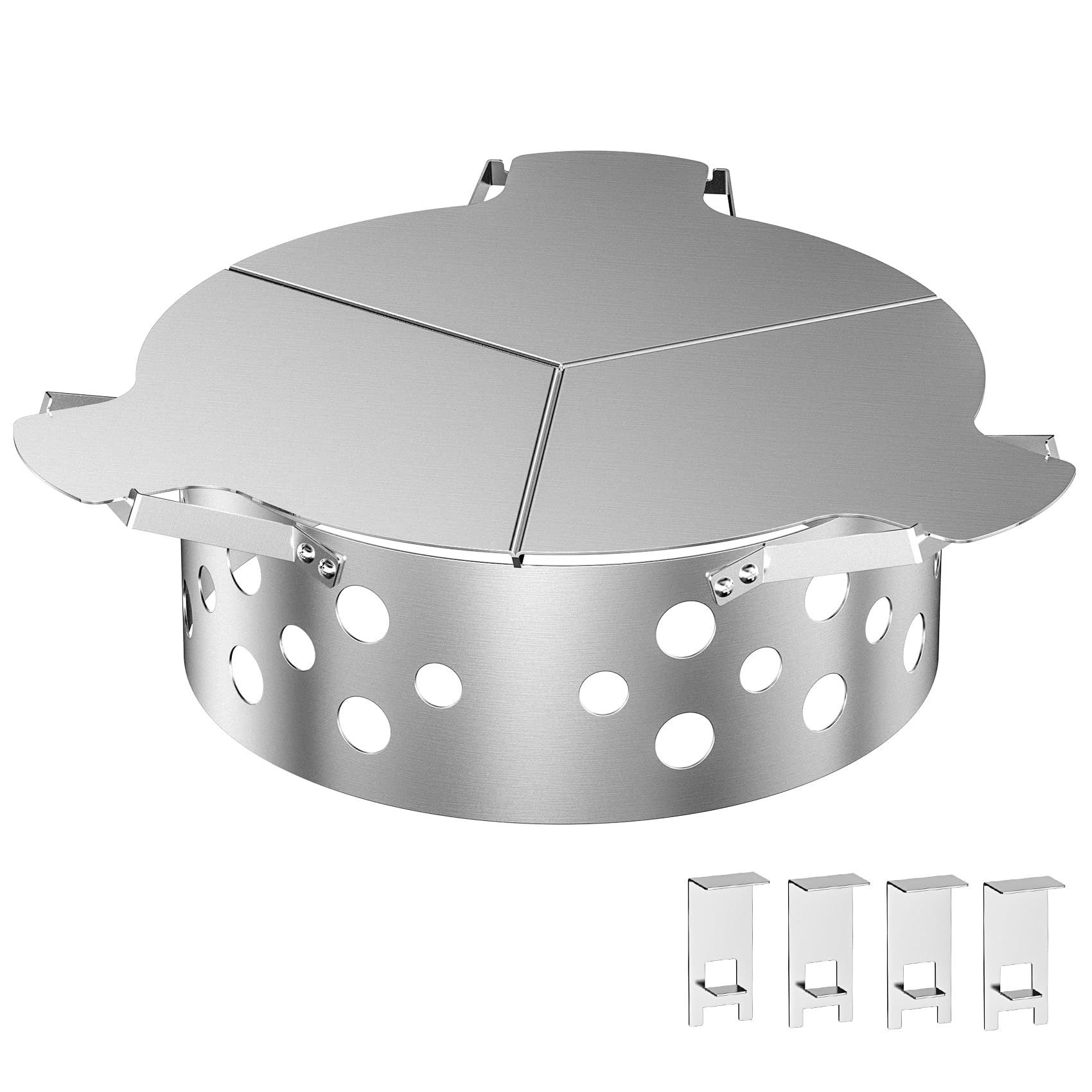 Skyflame Controlador de calor para parrillas de carbón de 22 pulgadas, kit de parrilla de acero inoxidable con 4 clips de soporte, convierte tu parrilla de carbón en un ahumador