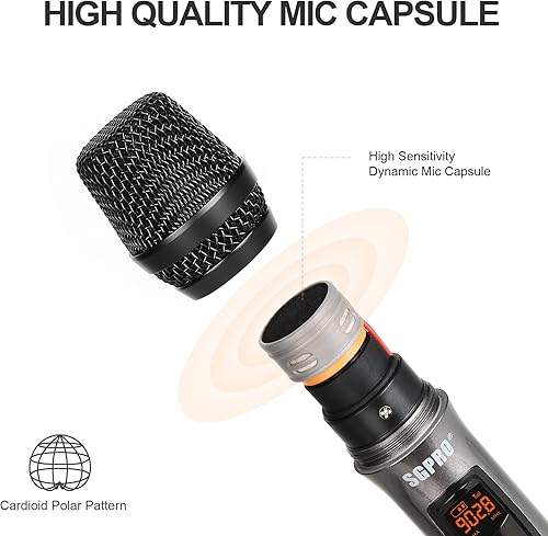 Miniatura 4 de Juego de micrófonos inalámbricos multiusos, receptor compacto, función de silencio, indicador de batería para cantar, DJ, discurso, aula, iglesia,