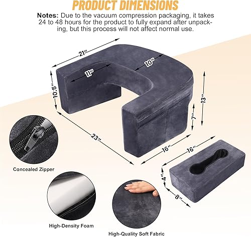 Miniatura 2 de Almohada de cuña de cama tamaño King (76 x 10 x 6 pulgadas), cuña de almohada de cabecero, cuña de colchón, relleno de espacio para cama, cuña de