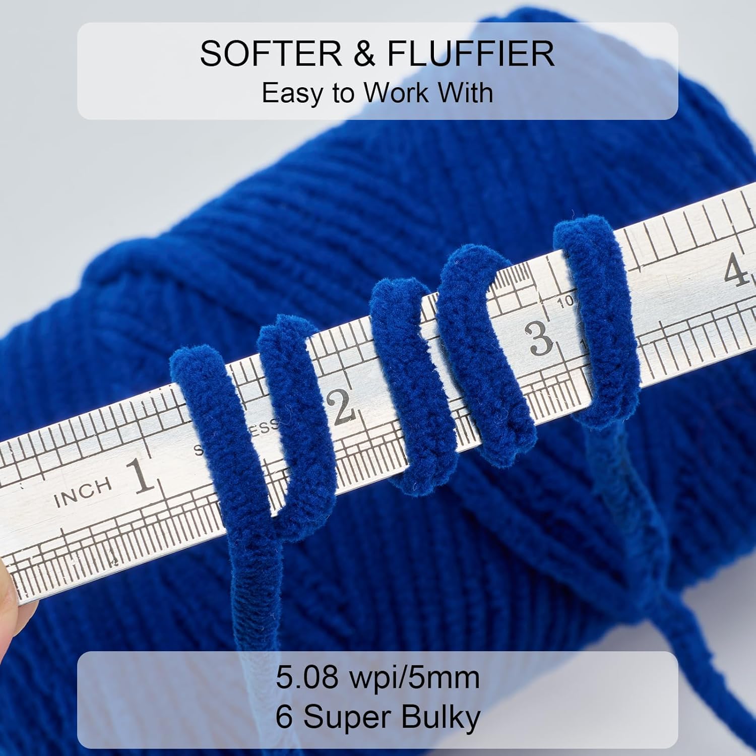 Chunky Chenille Yarn for Knitting/Crochet Baby Blanket Fancy Yarn for Amigurumi #6 Super Bulky Extra Thick Soft Fluffy Big Yarn Hat Scarf Christmas Decor Beginner Friendly,Navy Blue,1.76LB