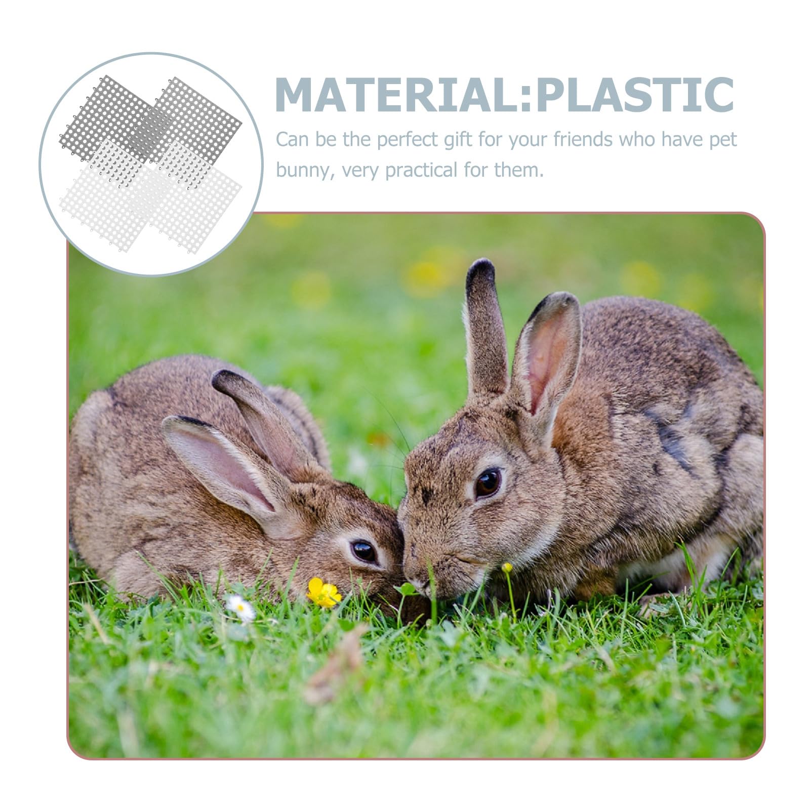 SOLUSTRE 4 Stück Hasenpfotenmatten aus Kunststoff Zuschneidbare Bodenmatten mit Lochdesign rutschfeste Kaninchen und Meerschweinchen Käfigeinlagen für Kleintiere und Haushalt