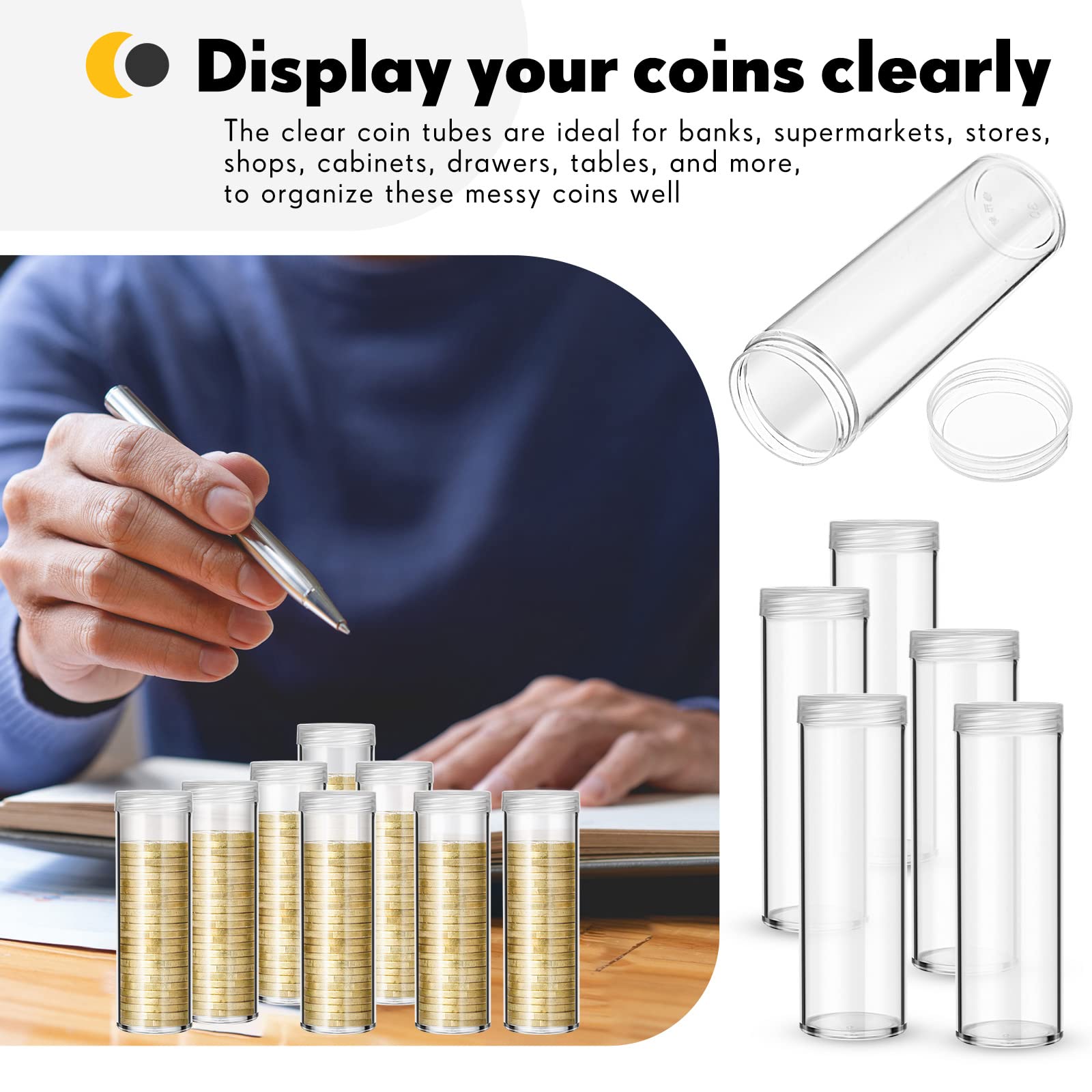 Lot De 20 Tubes Hermétiques Pour Pièces De 31 Mm – Plastique Transparent Avec Mousse Protectrice