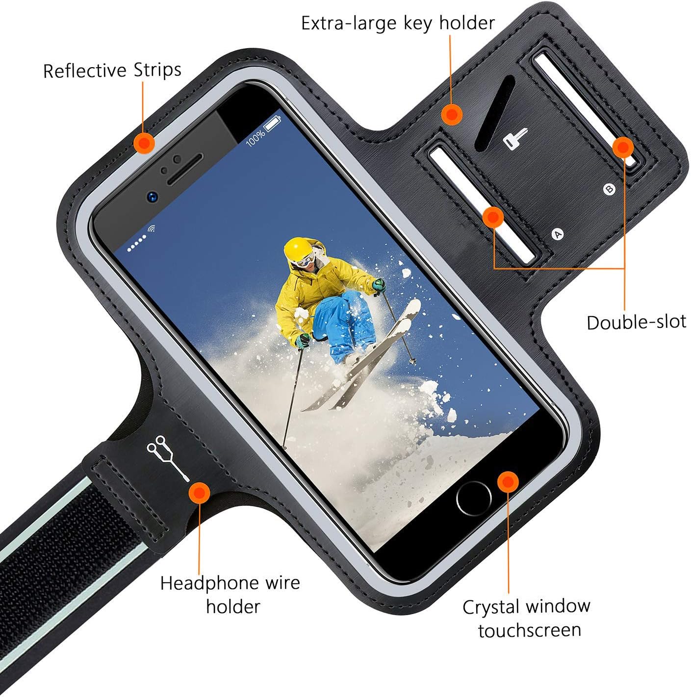 Sports Gym Work Out Running Armband Sweatproof Phone with Key Holder Suitable for Apple iPhone X XS 10/8/ 7/ 6S/ 6 - Image 3