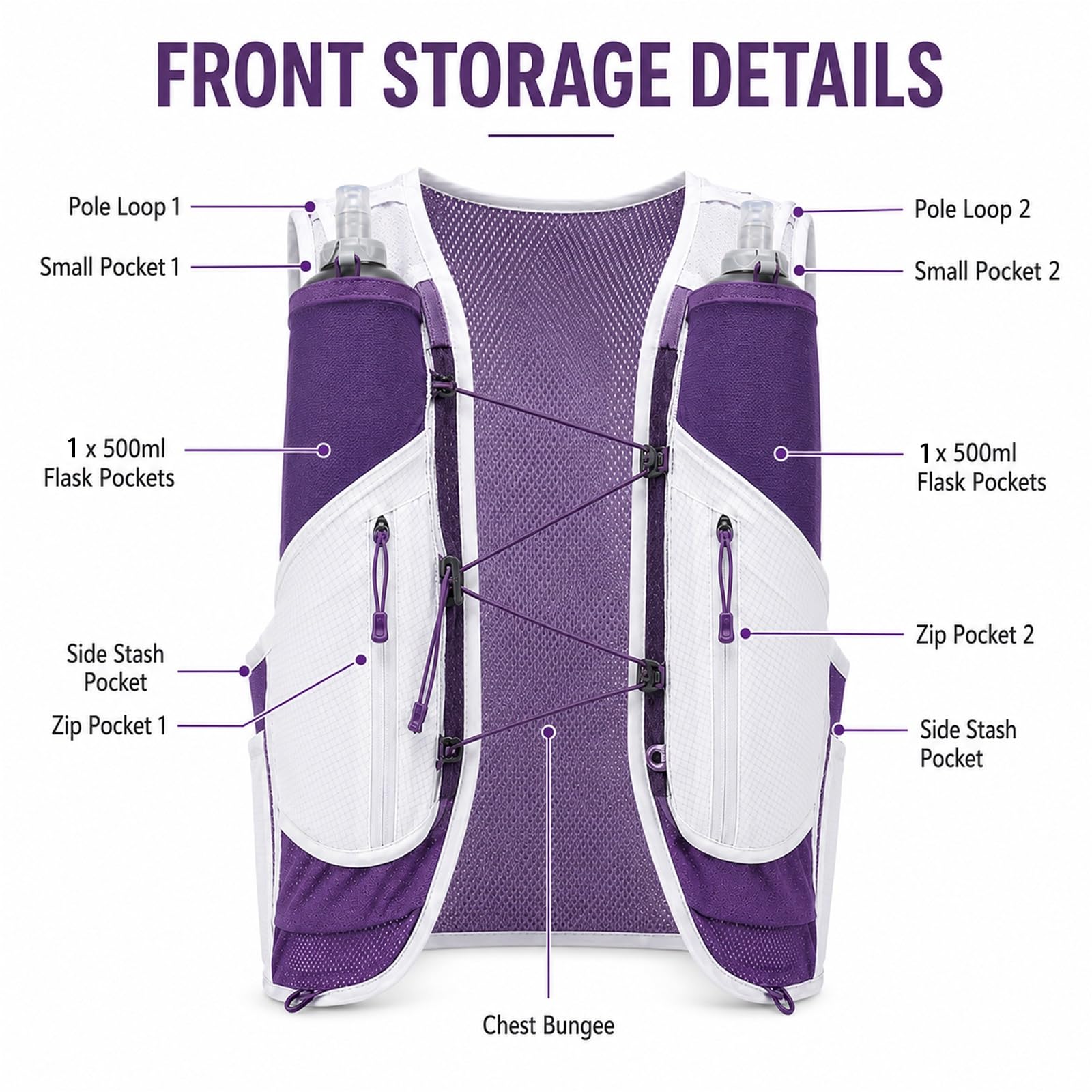 Chaleco Mochila Hidratación Trail 6L Maratón Senderismo Ciclismo