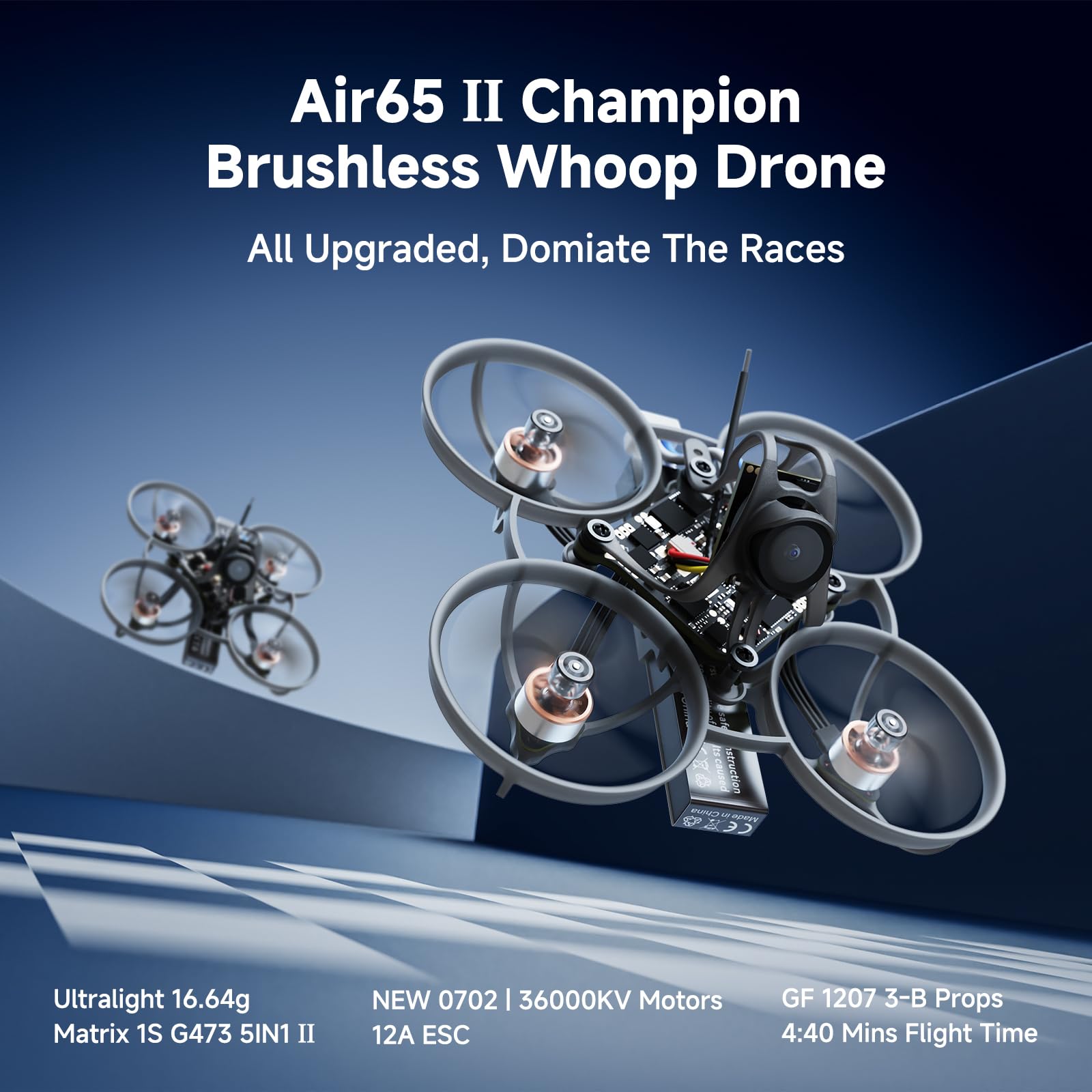 BETAFPV Air65 II Brushless Whoop Quadcopter, Ultralekkie 1S 65mm Mikro Dron z Matrix 1S 5IN1 II 12A FC, 0702 36000KV Motor, 1207 3-łopatkowa śmigło, C03 Kamera, Pokrywa Air II dla ramy FPV