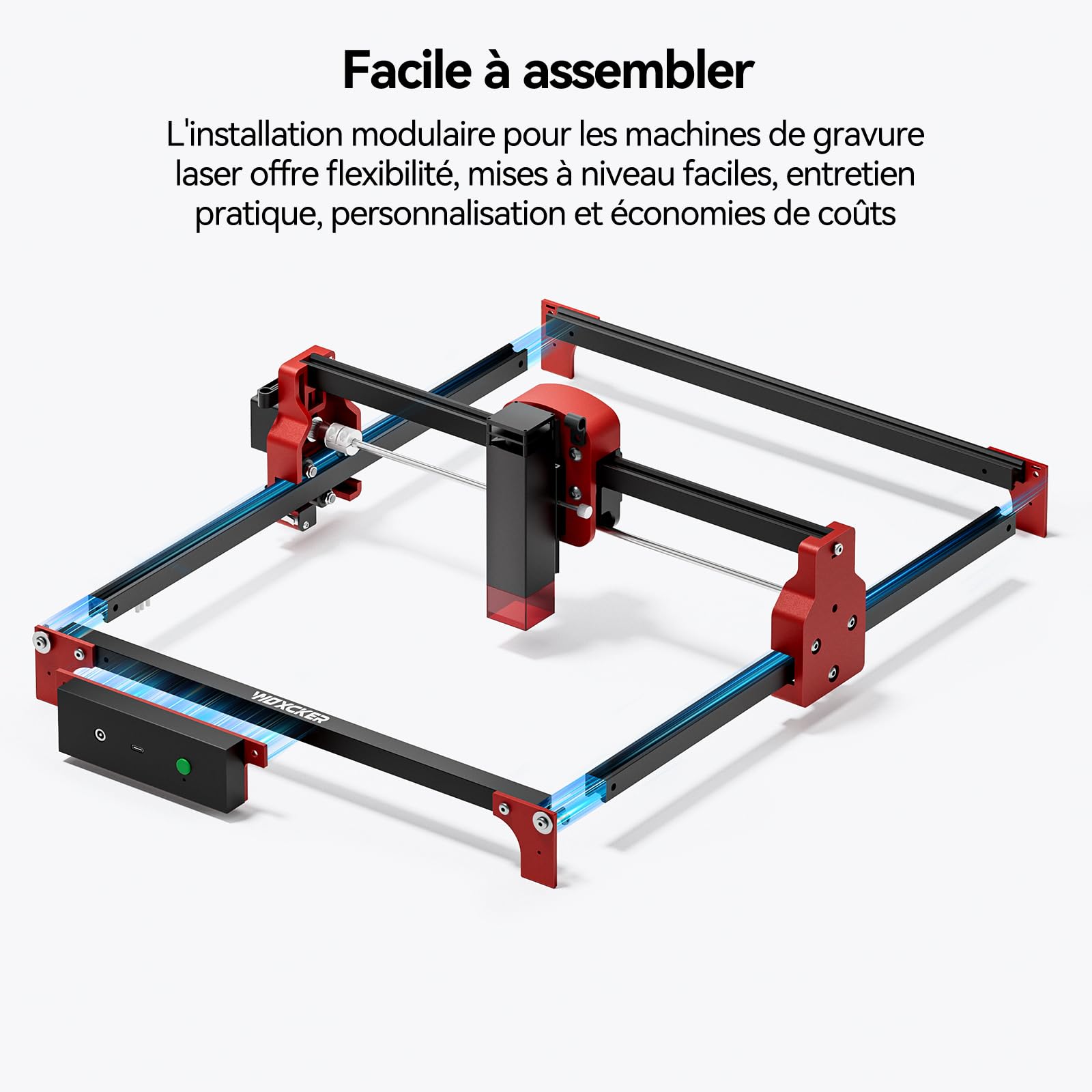 Woxcker S1 Mini Machine De Gravure Laser Portable 1,6 W Pour Bricolage, Bois, Papier, Feuille, Acrylique, Cuir, Etc. 130 Mm X 130 Mm Pour Débutants