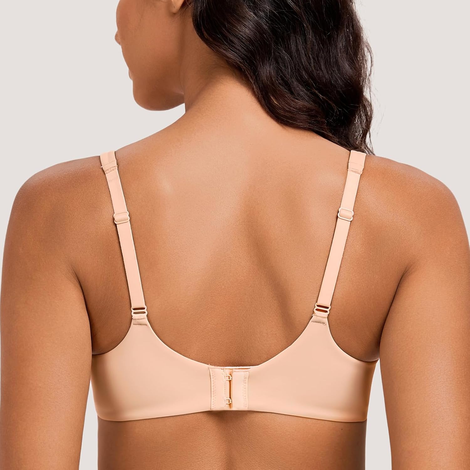 MELENECA Women's V-Neck Minimizer Underwire Plus Size Unlined Plunge T-Shirt Bras - Image 2