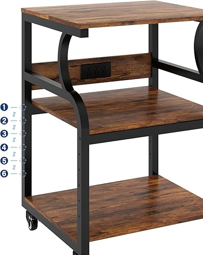 Miniatura 5 de Natwind Carrito de impresora grande de 3 niveles con estante ajustable, soporte móvil de 24 x 20 pulgadas para prensa de calor, impresora 3D,