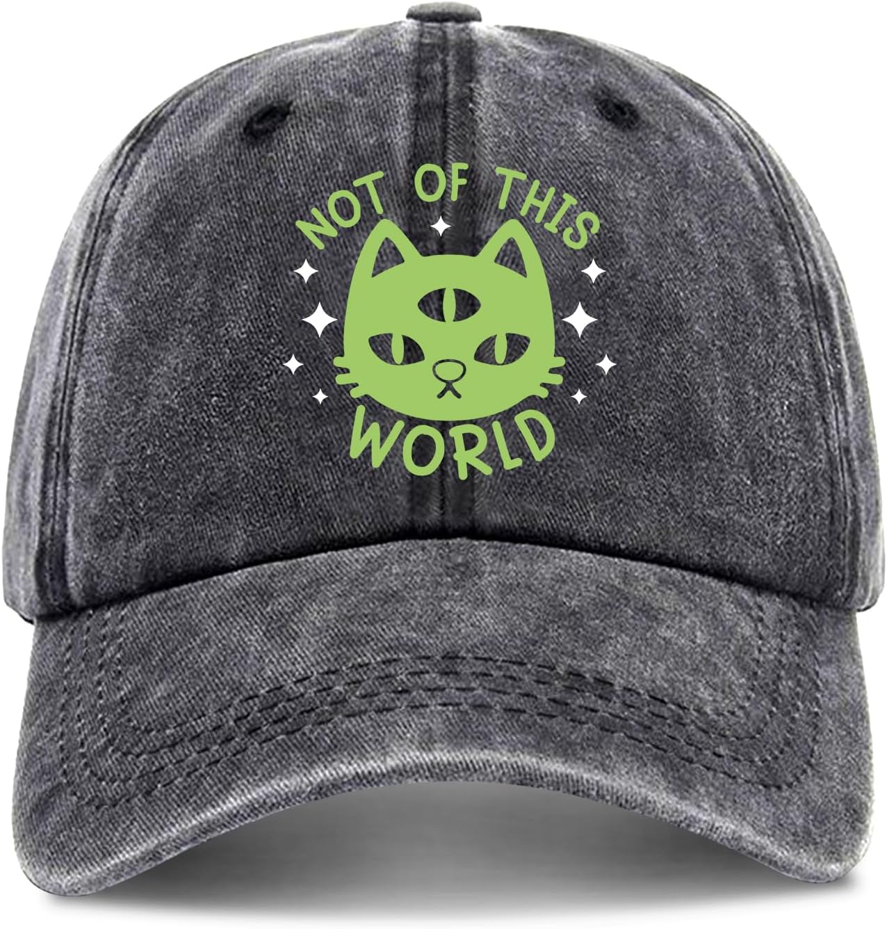 zcyhtqp, Not of This World, Funny Baseball Cap, Cat Lover Hat, Funny Trucker Hats with Sayings, Humor Caps, Adjustable Cotton Baseball Cap Black