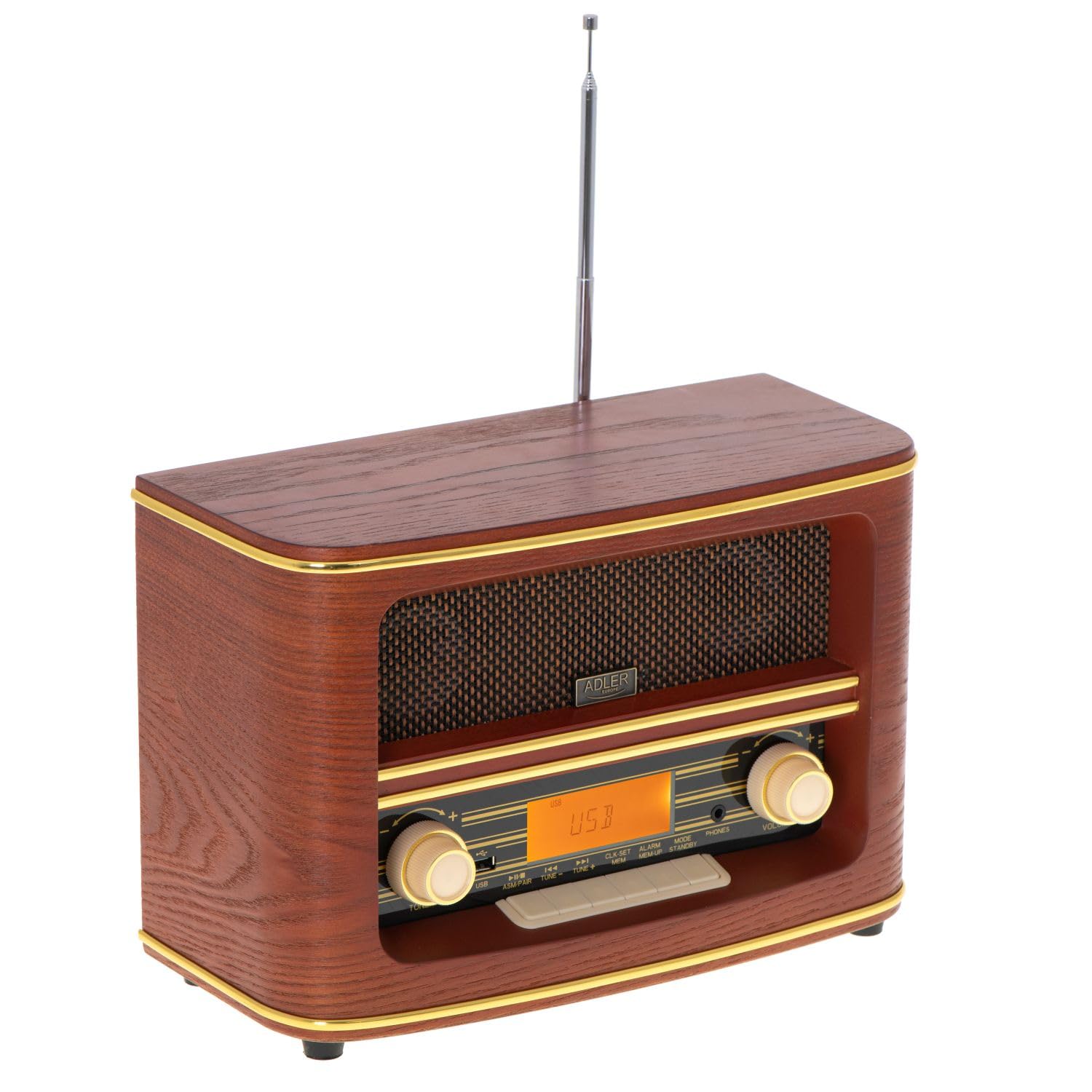 Retro-Radio FM Bluetooh 5.0 USB und Aux Wecker Apag. Autom.FABRILAMP