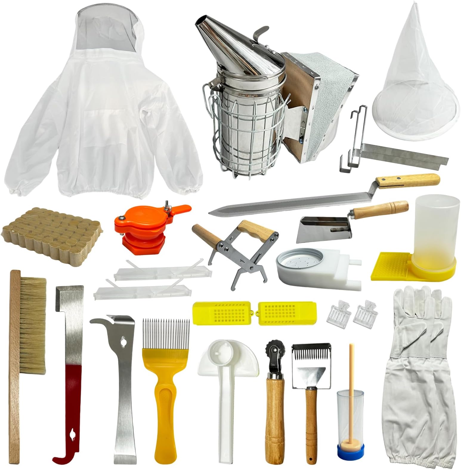 27 PCS Bee Keeping Starter Kit - Beekeeping Supplies, Honey Bee Hive Tools Bee Smoker Kit, Bee Keeper Supplies All with Jacket for Beginners and Professionals