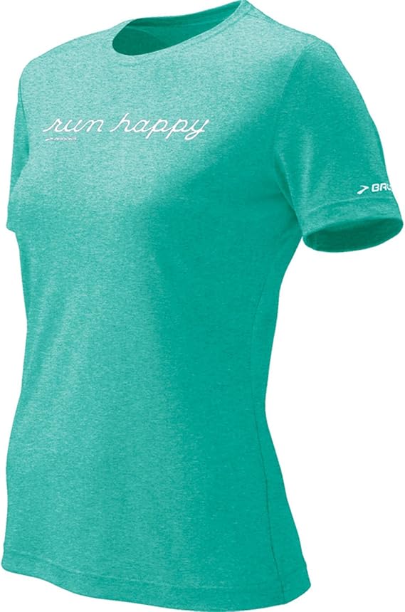 Brooks Women's EZ T Run Happy Shirt,Turquoise,Large