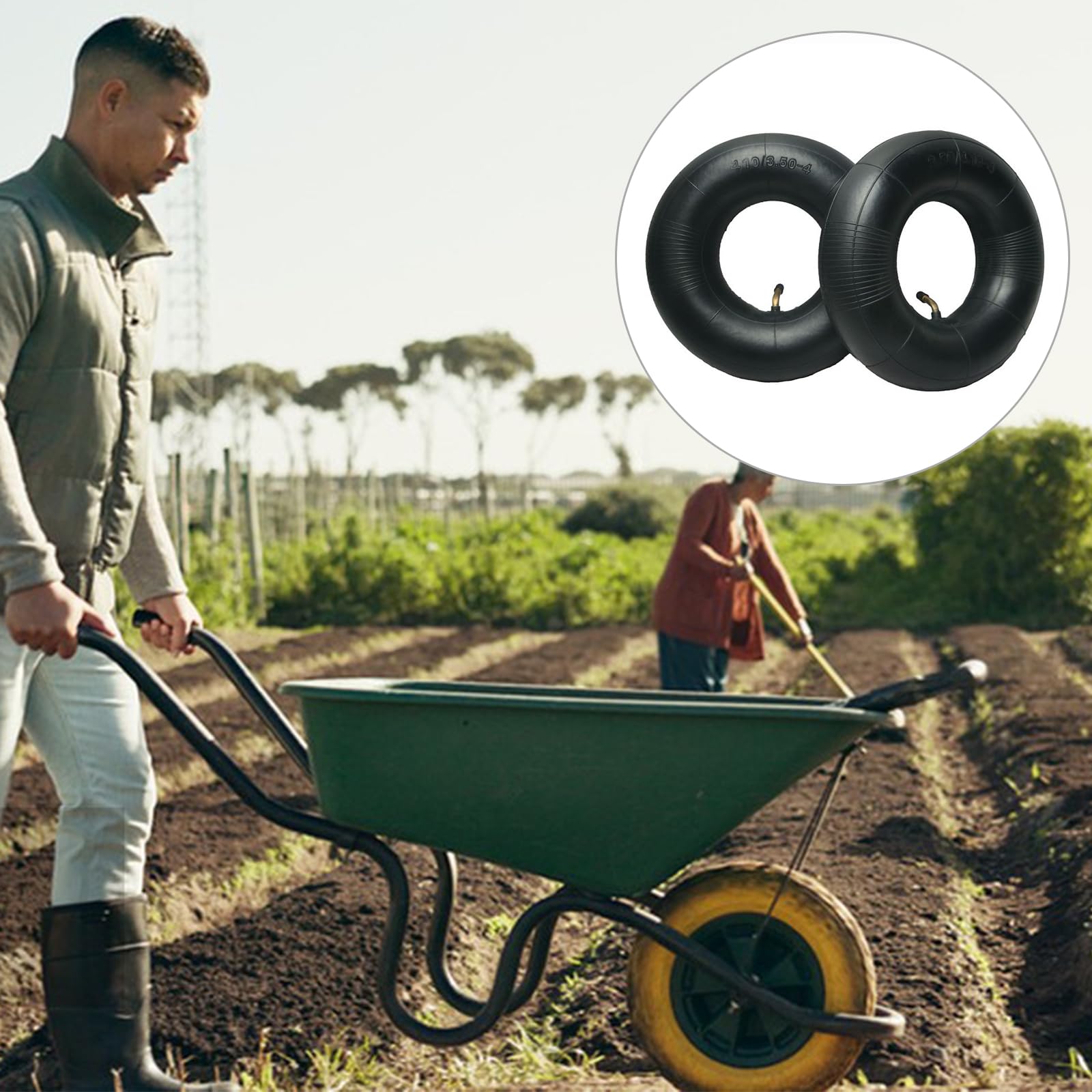 4.10/3.50-4 Camera d'Aria per Carriola, 2 Pezzi Camera d'Aria per Carrello, Camera d'Aria per Rimorchio, Camera d'Aria per Pneumatici, Camere d'Aria per Carriole con Valvola Pneumatica