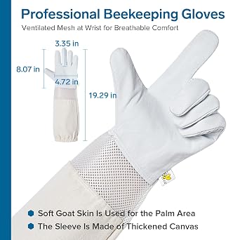 Bee Jacket Round Veil & Goatskin Gloves, Beekeeping Jacket 2XL