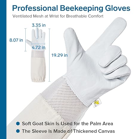 Bee Jacket Round Veil & Goatskin Gloves, Beekeeping Jacket 2XL