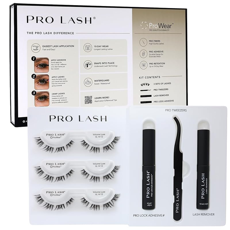 Kit inicial de cílios em tufos Pro Lash ProWear Volume Luxe XL No. 12 – Preto