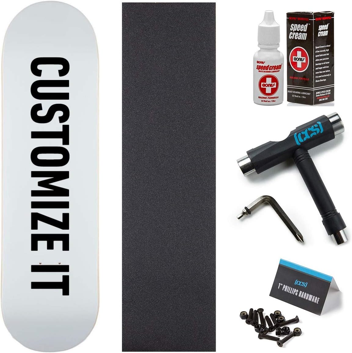 CCS Custom Skateboard Deck 8.25" With Bones Speed Cream