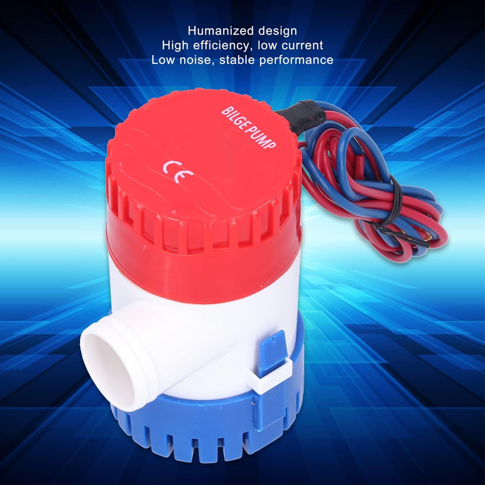 Bilgepumpe, Automatische Bilgenwasserpumpe, Marine Grade Tauchpumpe DC Semiautomatischer Schalter Elektrische Kleine Pumpe für den Abfluss Liefern Strom(DC24V 350 gph)