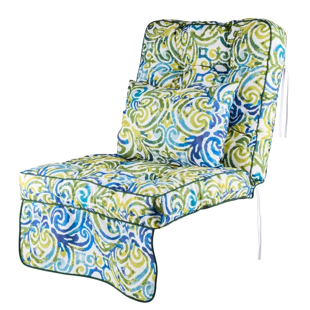 Alfresia Swing Seat Cushion - Replacement Garden Swing Seat Cushion, Classic Style, Matching Scatter Cushion Included, Tightly Packed Crumble Foam, Use Swing Seat (Blue Green Multi)