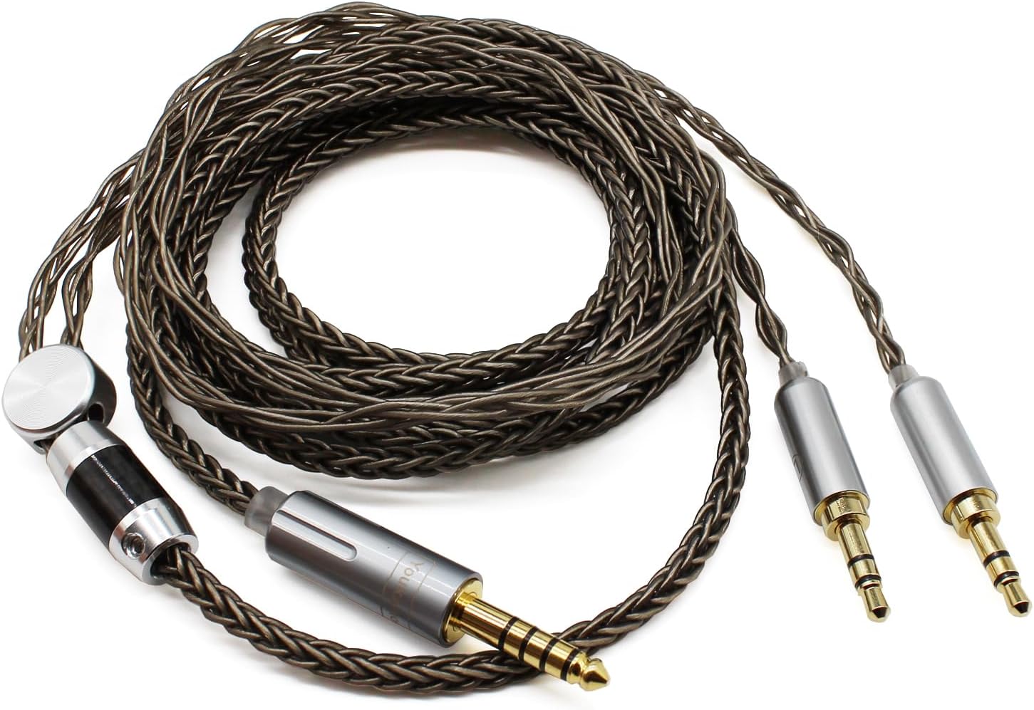 4.4mm Cable Compatible for Hifiman HE4XX, HE-400i Headphones 8 Core Braided Silver Plated Replacement Audio Upgrade Cable (4.4mm to Dual 3.5mm Male Version)