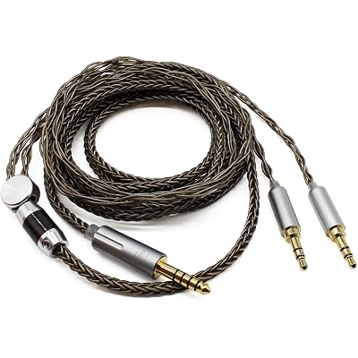 Youkamoo 4.4mm Cable Compatible with Hifiman HE4XX, HE-400i Headphones 8 Core Braided Silver Plated Replacement Audio Upgrade Cable (4.4mm to Dual 3.5mm Male Version)