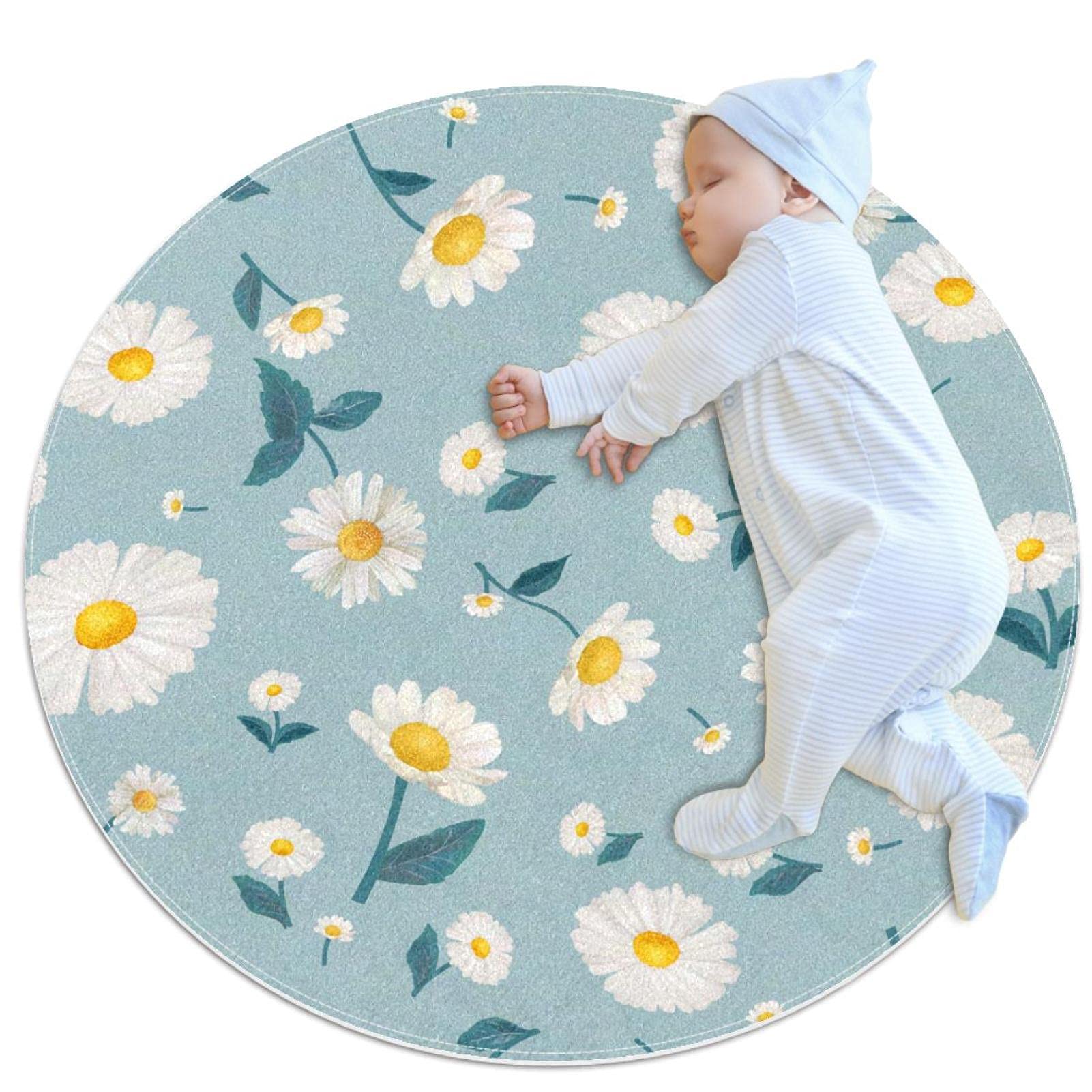 Tapis de salle de bain marguerites sécurisé et doux pour sol glissant de chambre d'enfant